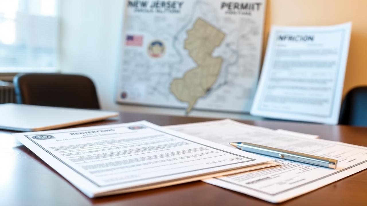 New Jersey rental regulation documents and permits on office desk
