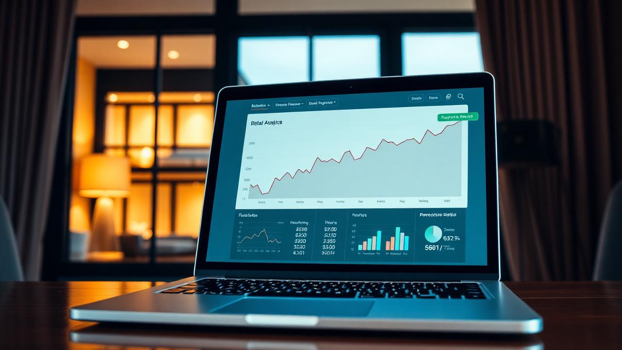 Revenue analytics dashboard showing upward trending rental income